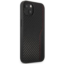 Заредете изображение във визуализатора на галерията – AMG AMHCP13MDEBK iPhone 13 6.1" black/black hardcase Leather&amp;Carbon Red Stitching
