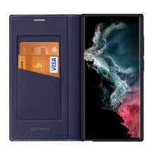 Заредете изображение във визуализатора на галерията – Dux Ducis Skin X2 case for Samsung Galaxy S23 Ultra flip case wallet stand blue
