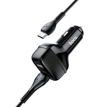 Заредете изображение във визуализатора на галерията – HOCO car charger 2xUSB + cable Type C 2,4A Leader Z36 black
