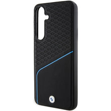 Заредете изображение във визуализатора на галерията – Original Case BMW hardcase Signature Leather Textured &amp; Line MagSafe BMHMS24M23RDCLK for Samsung Galaxy S24 Plus Black
