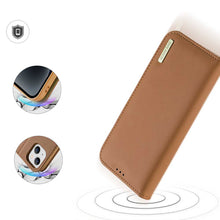 Заредете изображение във визуализатора на галерията – Dux Ducis Hivo iPhone 15 Plus wallet case with RFID blocking - brown
