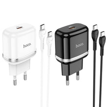 Заредете изображение във визуализатора на галерията – Hoco зарядно  type c pd20w fast charge victorious with cable for type c n24 white
