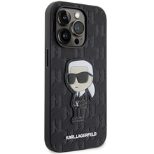 Заредете изображение във визуализатора на галерията – Original Pouch KARL LAGERFELD Saffiano Monogram Ikonik KLHCP14XSAKHPKK for Iphone 14 Pro Max Black
