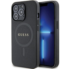 Заредете изображение във визуализатора на галерията – Original Case GUESS hardcase Saffiano MagSafe GUHMP13XPSAHMCK for Iphone 13 Pro Max black
