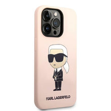 Заредете изображение във визуализатора на галерията – Karl Lagerfeld KLHCP14LSNIKBCP iPhone 14 Pro 6.1" hardcase pink/pink Silicone Ikonik
