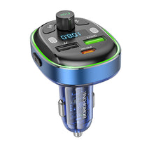 Заредете изображение във визуализатора на галерията – Borofone Transmitter FM BC47 Might MP3, Bluetooth - 2xUSB + Type C - QC 3.0 18W PD 30W blue
