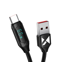 Заредете изображение във визуализатора на галерията – Wozinsky WUACC1 USB A - USB C Cable with Display 66W 6A 1m - Black

