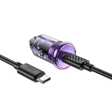 Заредете изображение във визуализатора на галерията – HOCO car charger Type C + cable Type C to Type C PD 30W Z53 purple
