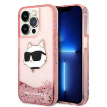 Заредете изображение във визуализатора на галерията – Karl Lagerfeld KLHCP14XLNCHCP iPhone 14 Pro Max 6.7" pink/pink hardcase Glitter Choupette Head
