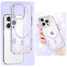 Заредете изображение във визуализатора на галерията – Kingxbar Flora Series magnetic case for iPhone 14 Plus MagSafe decorated with peony flowers print

