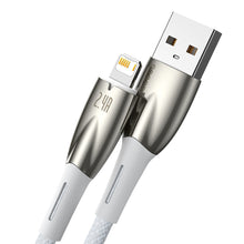 Заредете изображение във визуализатора на галерията – Baseus Glimmer Series cable with fast charging USB-A - Lightning 480Mb/s 2.4A 1m white
