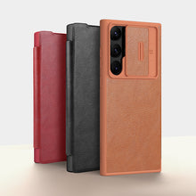 Заредете изображение във визуализатора на галерията – Nillkin Qin Leather Pro Case for Samsung Galaxy S23 Ultra Cover with Flip Camera Cover Black
