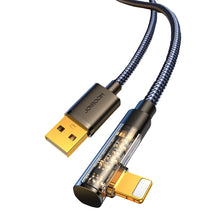 Заредете изображение във визуализатора на галерията – Joyroom Angled Lightning - USB cable for fast charging and data transfer 2.4A 1.2 m black (S-UL012A6)
