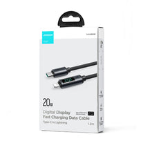 Заредете изображение във визуализатора на галерията – Lightning - USB C cable 20W 1.2m with LED display Joyroom S-CL020A16 - black

