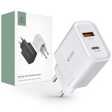 Заредете изображение във визуализатора на галерията – Tech-protect c30w 2-port network charger pd30w/qc3.0 white - TopMag
