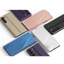 Заредете изображение във визуализатора на галерията – Clear View Case cover for Samsung Galaxy S23+ flip cover blue
