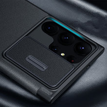 Заредете изображение във визуализатора на галерията – Nillkin Qin Cloth Pro Case for Samsung Galaxy S23 Ultra Cover with Flip Camera Cover Gray
