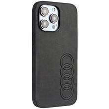 Заредете изображение във визуализатора на галерията – Audi Synthetic Leather iPhone 14 Pro Max 6.7" black/black hardcase AU-TPUPPCIP14PM-TT/D1-BK
