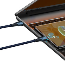Заредете изображение във визуализатора на галерията – Baseus Glimmer Series cable with fast charging USB-C 480Mb/s PD 100W 1m blue

