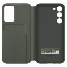 Заредете изображение във визуализатора на галерията – Samsung Smart View Wallet Case for Samsung Galaxy S23+ Cover with Smart Flip Window Card Wallet khaki (EF-ZS916CGEGWW)
