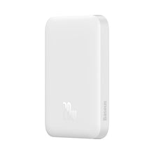 Заредете изображение във визуализатора на галерията – Baseus Magnetic power bank with inductive charging MagSafe 15W / PD fast charging 20W 6000mAh white (Overseas Edition) + Xiaobai Series cable USB-C - USB-C 60W 3A 0.5m white
