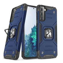 Заредете изображение във визуализатора на галерията – Wozinsky Ring Armor Case Kickstand Tough Rugged Cover for Samsung Galaxy S21 FE blue
