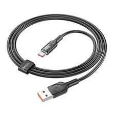 Заредете изображение във визуализатора на галерията – HOCO cable USB to Type C 5A Transparent explore intelligent power-off U120 1m black
