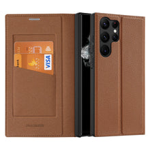 Заредете изображение във визуализатора на галерията – Dux Ducis Skin X2 case Samsung Galaxy S23 Ultra flip case wallet stand brown
