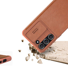 Заредете изображение във визуализатора на галерията – Nillkin Qin Leather Pro Case for Samsung Galaxy S23+ flip cover camera cover brown
