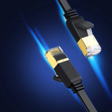 Заредете изображение във визуализатора на галерията – Ugreen Flat Cable Internet Network Cable Ethernet Patchcord RJ45 Cat 7 STP LAN 10 Gbps 10m Black (NW106 11265)
