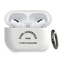 Заредете изображение във визуализатора на галерията – Karl Lagerfeld KLACAPSILRSGWH AirPods Pro cover biały/white Silicone RSG
