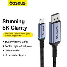 Заредете изображение във визуализатора на галерията – Baseus High Definition Series USB-C to DisplayPort 1.4 8K 60Hz Unidirectional Cable 2m - Black
