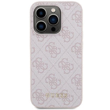 Заредете изображение във визуализатора на галерията – Guess 4G Metal Gold Logo case for iPhone 15 Pro - pink
