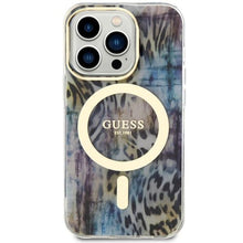 Заредете изображение във визуализатора на галерията – Guess GUHMP14XHLEOPWB iPhone 14 Pro Max 6.7" blue/blue hardcase Leopard MagSafe
