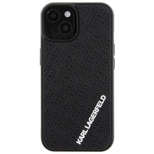 Заредете изображение във визуализатора на галерията – Original Pouch KARL LAGERFELD hardcase 3D Rubber Multi Logo KLHCP15S3DMKRLK for Iphone 15 Black
