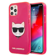 Заредете изображение във визуализатора на галерията – Karl Lagerfeld KLHCP12LCHTRP iPhone 12 Pro Max 6,7" różowy/pink hardcase Glitter Choupette Fluo
