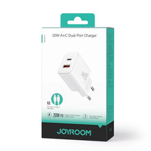 Заредете изображение във визуализатора на галерията – EU Joyroom JR-TCF05 20W USB-A USB-C charger + USB-C cable - white
