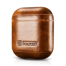 Заредете изображение във визуализатора на галерията – iCarer Leather Oil Wax Genuine Leather Case for AirPods 2 / AirPods 1 light brown (WMAP011-BN)
