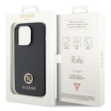 Заредете изображение във визуализатора на галерията – Guess GUHCP14LPS4DGPK case for iPhone 14 Pro - black Strass Metal Logo
