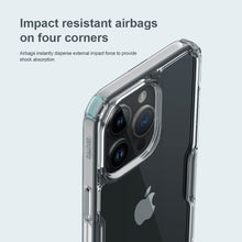 Заредете изображение във визуализатора на галерията – Nillkin Nature Pro TPU Case for Iphone 15 Pro transparent-blue
