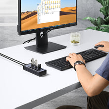 Заредете изображение във визуализатора на галерията – Ugreen multifunctional HUB 7in1 USB Type C - 7x USB Type A 3.0 PD DC 12V gray (CM481)
