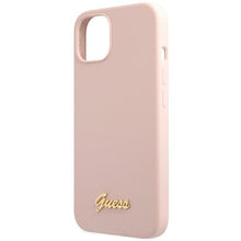 Заредете изображение във визуализатора на галерията – Guess GUHCP13MLSLMGLP iPhone 13 6.1" light pink/light pink hardcase Silicone Script Gold Logo

