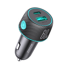 Заредете изображение във визуализатора на галерията – Car charger 60W USB-C USB-A Joyroom JR-CCN01 | black
