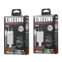 Заредете изображение във визуализатора на галерията – Kingkong charger EU adapter 2x USB 2.1A + 1m micro USB cable white (WP-U79m white)
