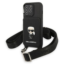 Заредете изображение във визуализатора на галерията – Karl Lagerfeld KLHCP13LSAIPCK iPhone 13 Pro / 13 6.1" hardcase black/black Saffiano Metal Ikonik
