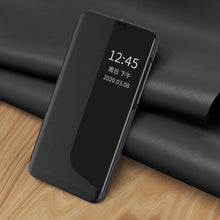 Заредете изображение във визуализатора на галерията – Eco Leather View Case elegant bookcase type case with kickstand for Huawei P40 Lite black
