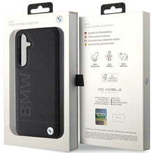 Заредете изображение във визуализатора на галерията – Original Case BMW Leather Hot Stamp BMHCS23FESLLBK for Samsung Galaxy S23 FE Black
