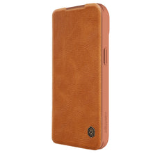 Заредете изображение във визуализатора на галерията – Nillkin Qin Pro Leather Flip Camera Cover Case for iPhone 15 Plus - Brown
