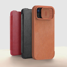 Заредете изображение във визуализатора на галерията – iPhone 15 Pro Nillkin Qin Pro Leather Flip Camera Cover Case - Brown

