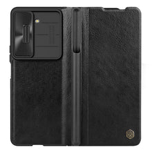 Заредете изображение във визуализатора на галерията – Nillkin Qin Leather Pro Samsung Galaxy Z Fold 5 Leather Flip Case with Camera Cover - Black
